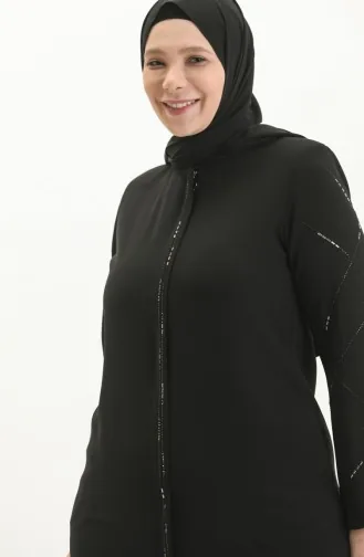 عباية بحجر مقاس كبير 5045-01  أسود 5045-01