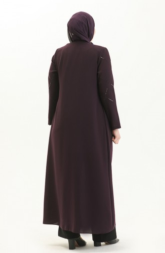 Bestickte Abaya in Übergröße 5045-03 Zwetschge 5045-03