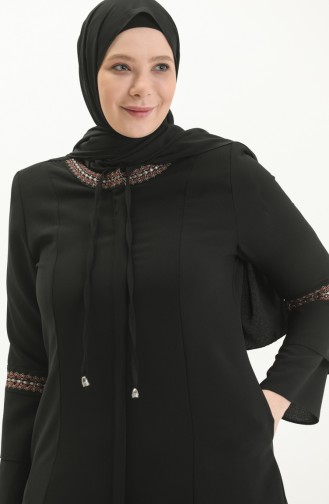 Abaya Brodée Grande Taille 5046-01 Noir 5046-01