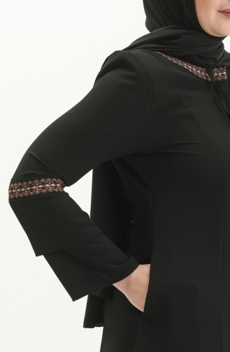 Bestickte Abaya in Übergröße 5046-01 Schwarz 5046-01