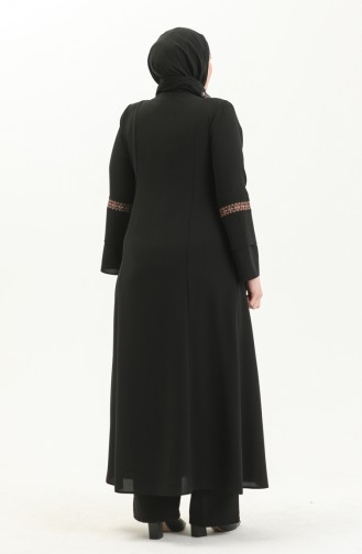 Abaya Brodée Grande Taille 5046-01 Noir 5046-01