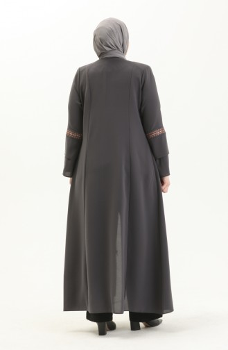 Abaya Brodée Grande Taille 5046-04 Gris 5046-04