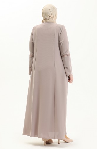 Bestickte Abaya in Übergröße 5046-05 Creme 5046-05