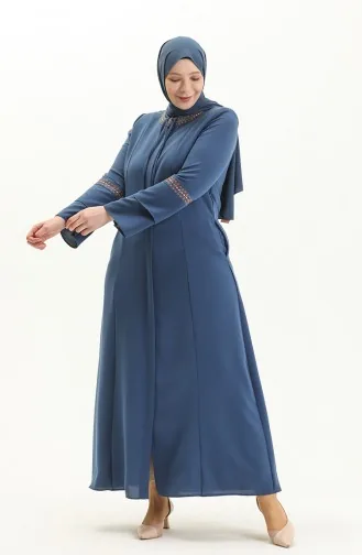 عباية مطرزة مقاس كبير 5046-06 انديجو 5046-06