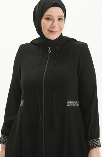عباية مطرزة مقاس كبير 5047-01 أسود 5047-01