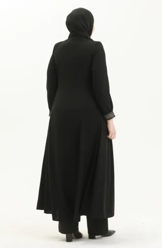 عباية مطرزة مقاس كبير 5047-01 أسود 5047-01