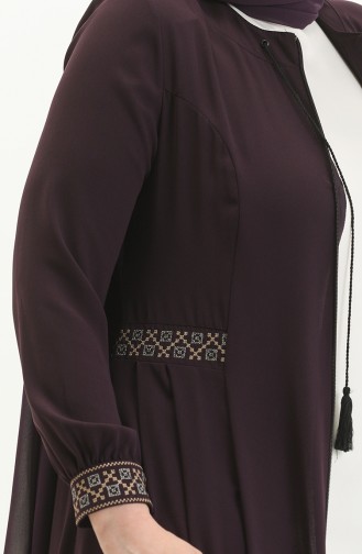 Plus Size Embroidered Abaya 5047-03 Lilac 5047-03