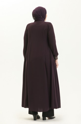 Bestickte Abaya in Übergröße 5047-03 Zwetschge 5047-03