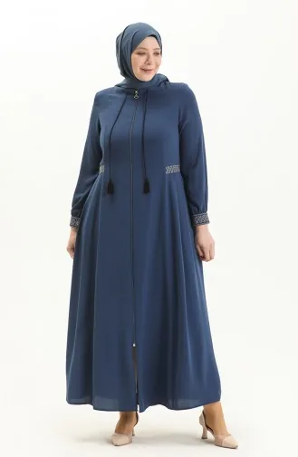 عباية مطرزة مقاس كبير 5047-06 انديجو 5047-06