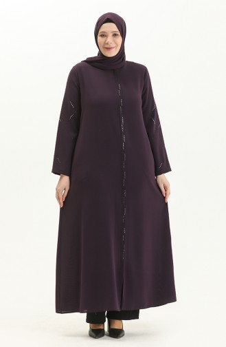 Abaya mit Steindruck in Übergröße 3018-01 Zwetschge 3018-01