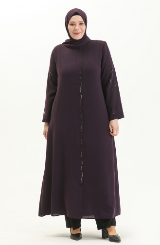 Abaya mit Steindruck in Übergröße 3018-01 Zwetschge 3018-01