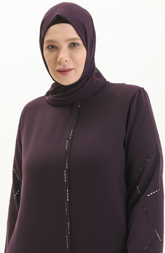 Abaya Imprimé Pierre Grande Taille 3018-01 Plum 3018-01