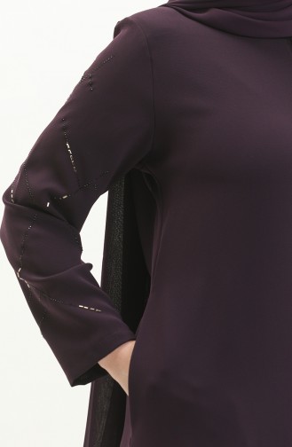 Abaya Imprimé Pierre Grande Taille 3018-01 Plum 3018-01