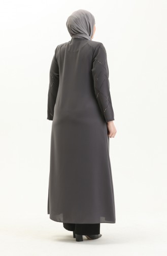 Abaya mit Steindruck in Übergröße 3018-02 Grau 3018-02