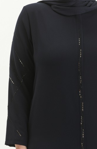 Abaya mit Steindruck in Übergröße 3018-04 Marineblau 3018-04