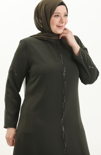 Abaya Imprimé Pierre Grande Taille 3018-05 Khaki 3018-05