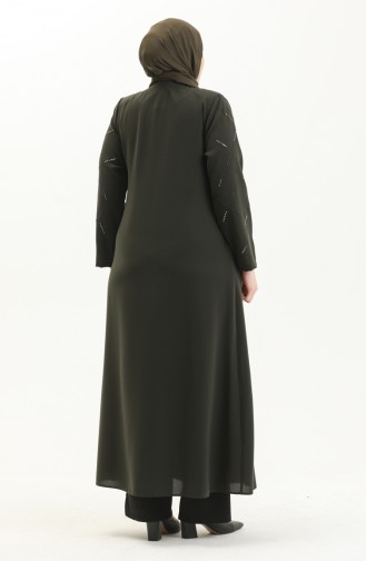 Abaya Imprimé Pierre Grande Taille 3018-05 Khaki 3018-05