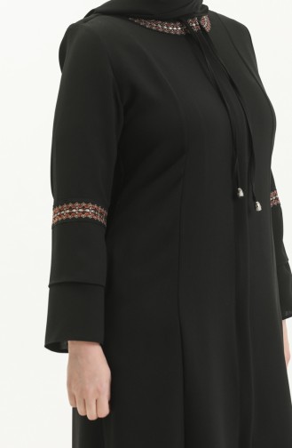 Abaya Brodée Pierre Grande Taille 3019-03 Noir 3019-03