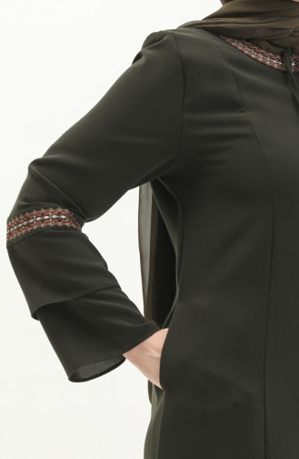 Abaya Brodée Pierre Grande Taille 3019-05 Khaki 3019-05