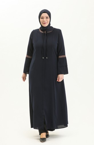 Abaya in Übergröße mit Stickerei 3019-06 Marineblau 3019-06