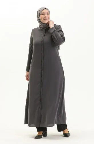 عباية بتصميم حجر مقاس كبير 5055-01 رمادي 5055-01