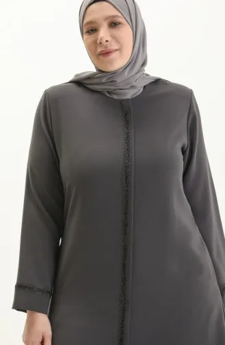 عباية بتصميم حجر مقاس كبير 5055-01 رمادي 5055-01