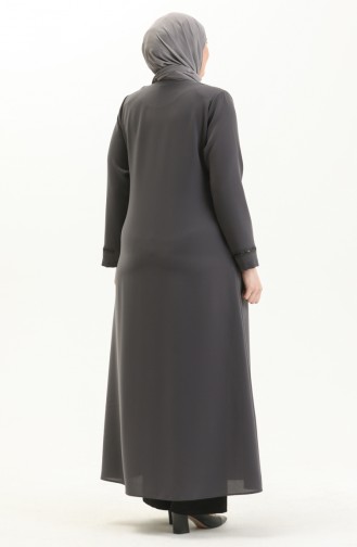 Übergröße Stein bedruckte Abaya 5055-01 Grau 5055-01