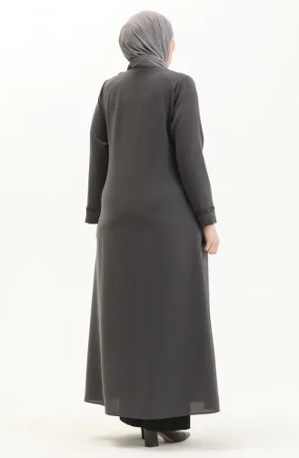 عباية بتصميم حجر مقاس كبير 5055-01 رمادي 5055-01