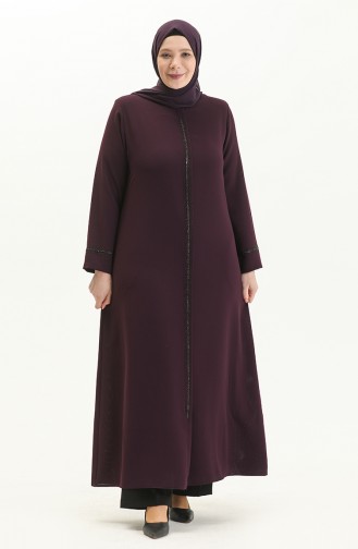 Übergröße Stein gedruckt Abaya 5054-02 Zwetschge 5054-02