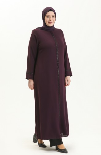 Übergröße Stein gedruckt Abaya 5054-02 Zwetschge 5054-02