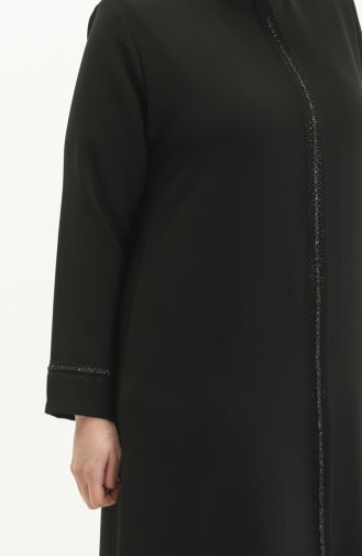 Abaya Pierre Imprimée Grande Taille 5054-03 Noir 5054-03