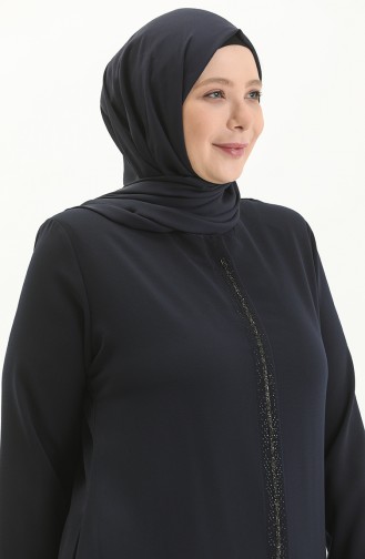 Übergröße Stein gedruckt Abaya 5054-05 Marineblau 5054-05