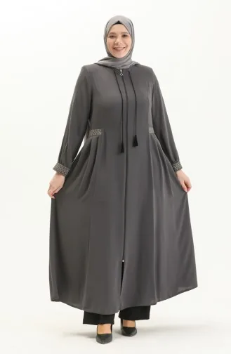 Abaya Crêpe Grande Taille 8016-03 Fumé 8016-03