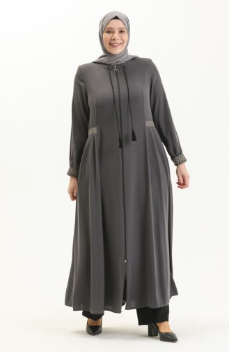 Abaya Crêpe Grande Taille 8016-03 Fumé 8016-03