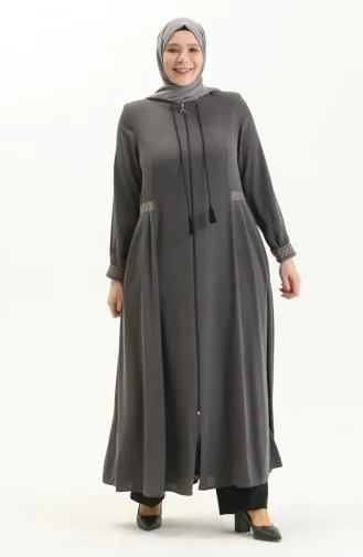 Abaya Crêpe Grande Taille 8016-03 Fumé 8016-03