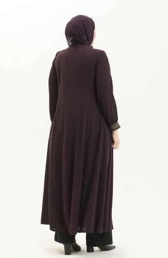 Plus Size Embroidered Crepe Abaya 8016-05 Purple 8016-05