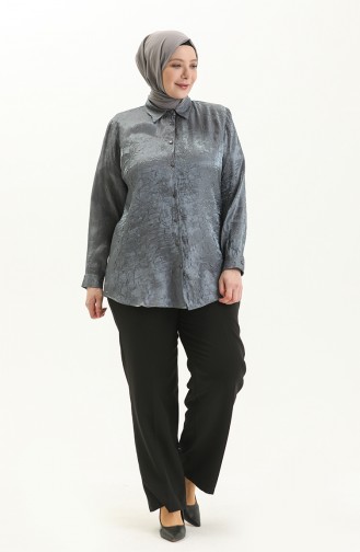 Plus Size Satin Shirt 3612-02 Gray 3612-02