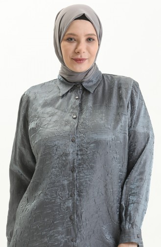 Plus Size Satin Shirt 3612-02 Gray 3612-02