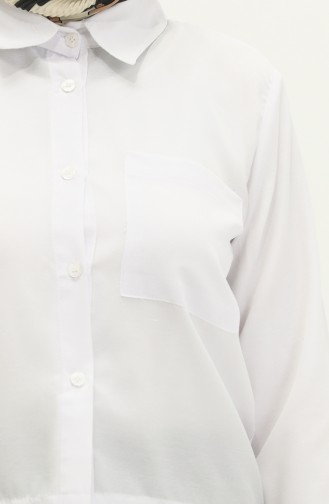 Pocketed Crop Shirt 5102-02 white 5102-02