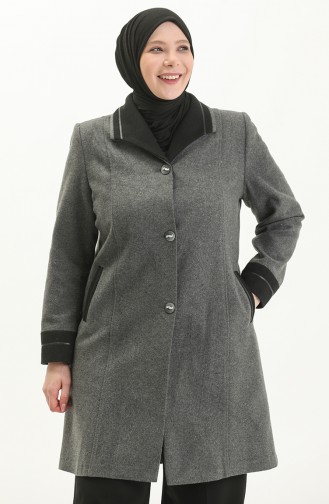 Manteau Cachet Boutonné Grande Taille 0328-06 Gris 0328-06