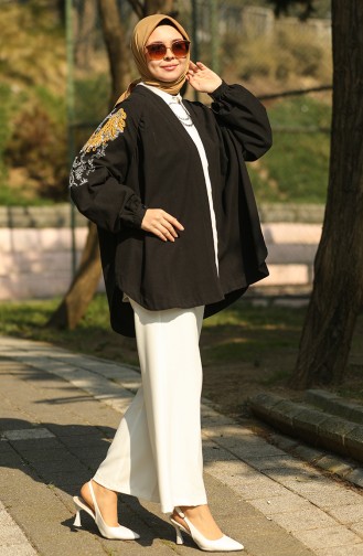 Nakışlı Kimono Siyah