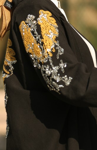 Nakışlı Kimono Siyah