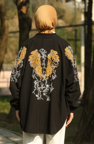 Nakışlı Kimono Siyah