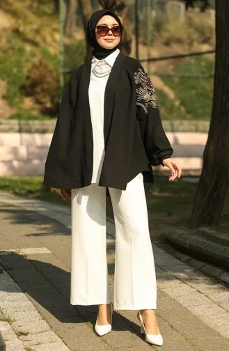 Nakışlı Kimono Siyah