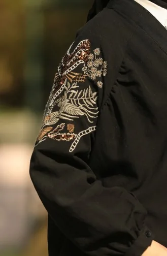 Nakışlı Kimono Siyah