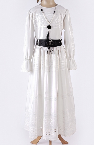 White Children`s Dress 2429FSTO-02