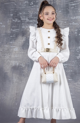 White Children`s Dress 2437UZN-01