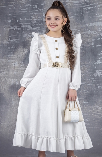 White Children`s Dress 2437UZN-01