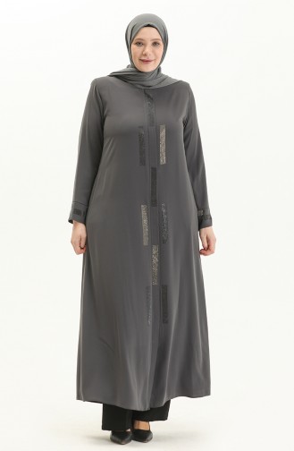 Übergrößen Stein bedruckte Abaya 5044-05 Grau 5044-05