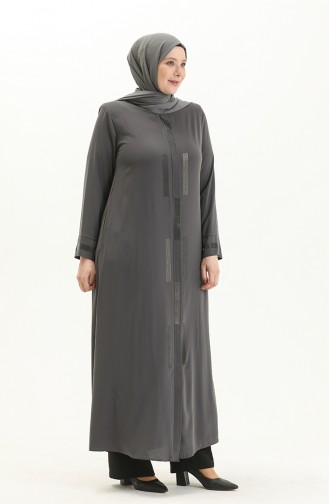 Abaya en Pierre de Grande Taille 5044-05 Gris 5044-05